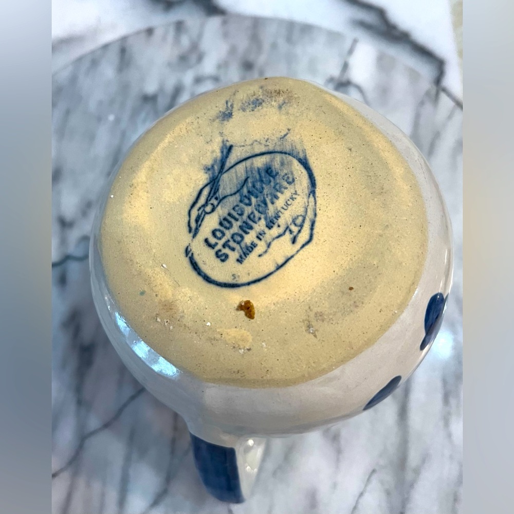 Louisville Stoneware Pottery Pitcher Blue At the Helm Steering Wheel Nautical - Picture 12 of 12